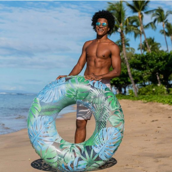 PoolCandy Tropical Palms Jumbo Pool Tube Float 48" Resort Collection NEW! - Picture 2 of 11